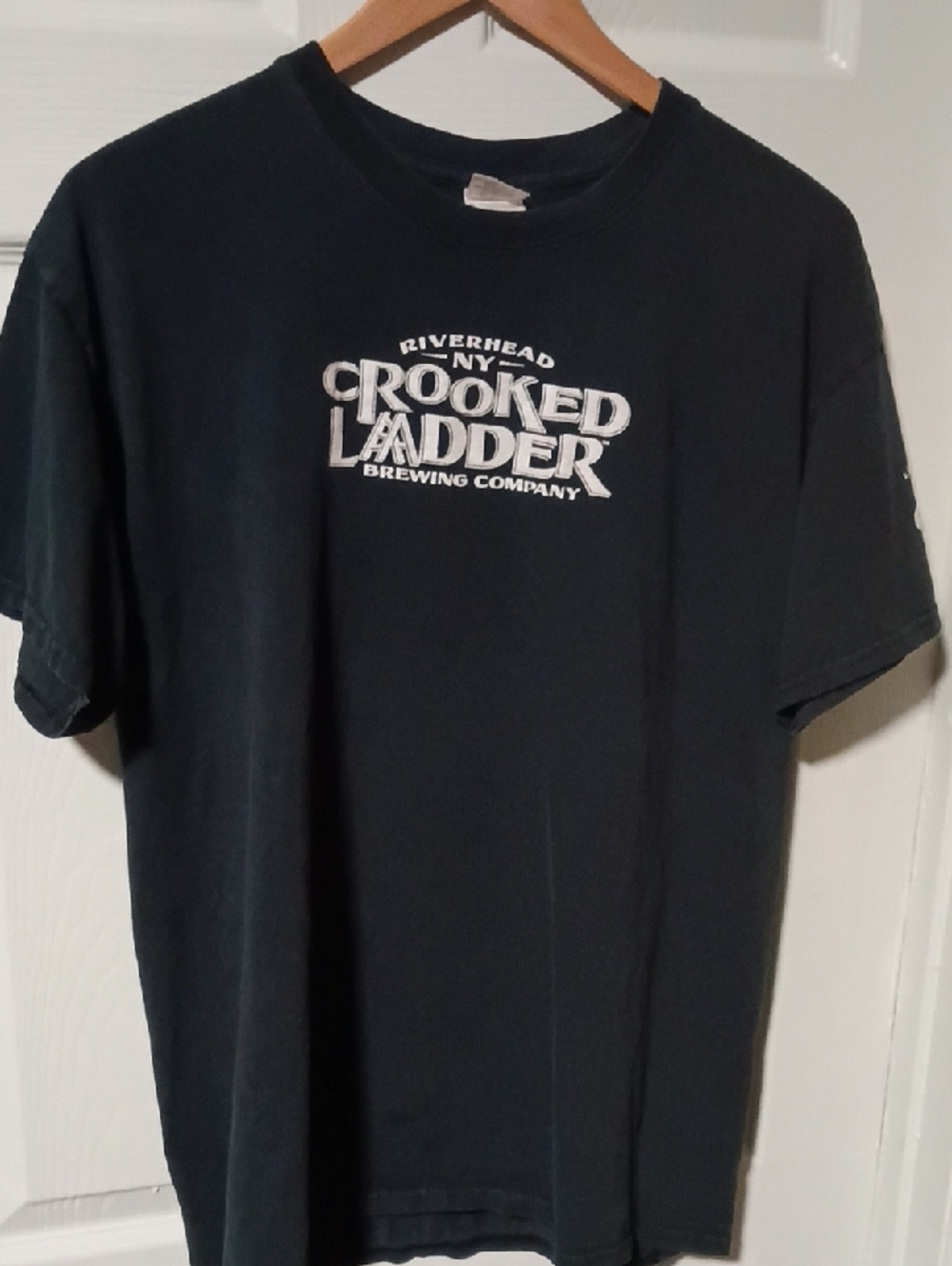 Gildan Black Short Sleeve Tee with White Crooked Ladder Logo